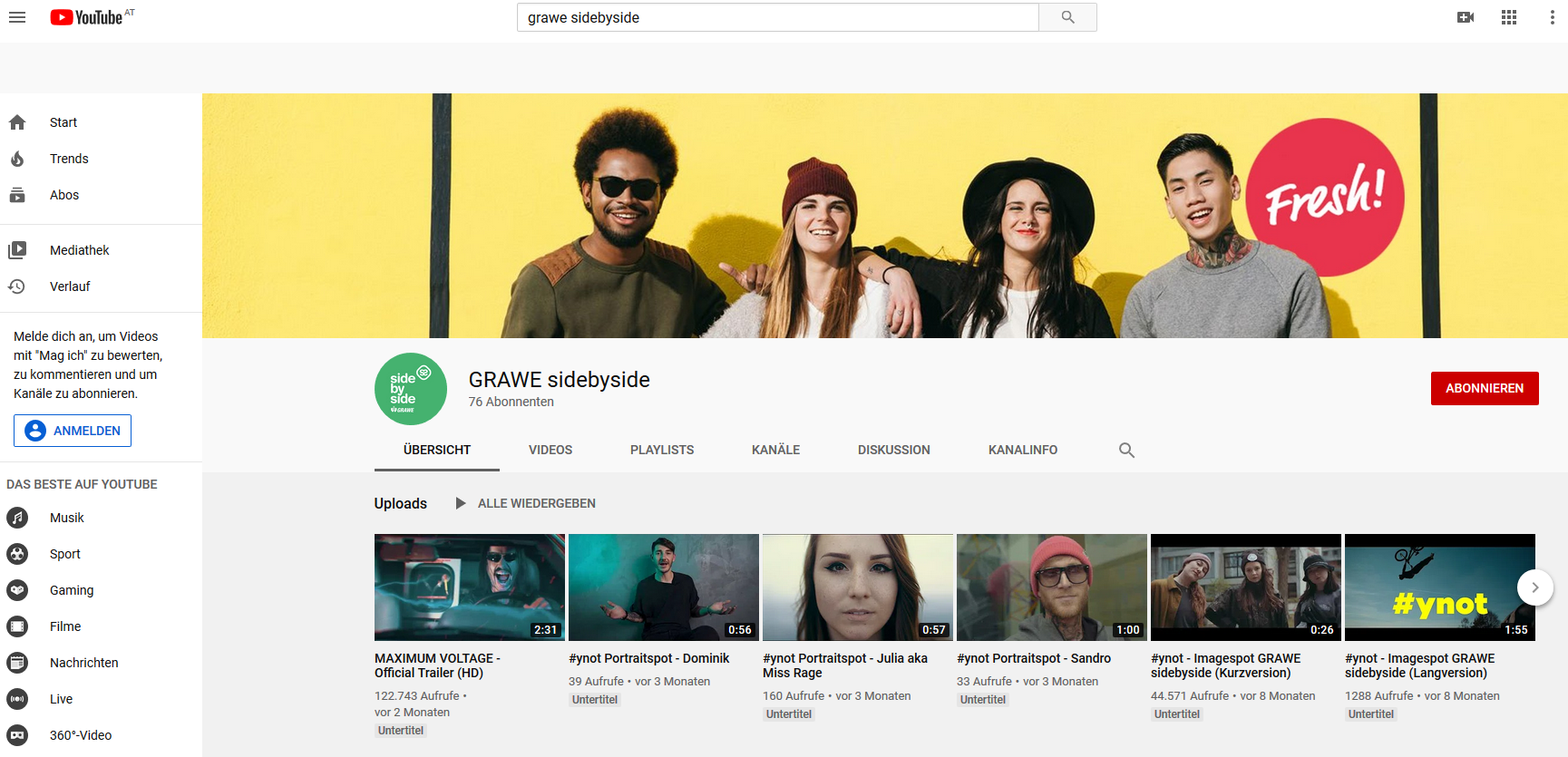 GRAWE sidebyside Screenshot YouTube
